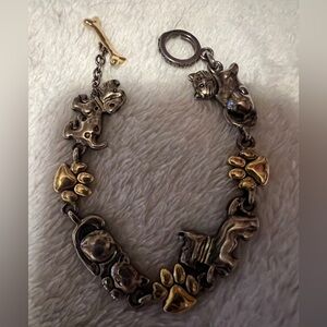 Two toned cat and dog toggle bracelet